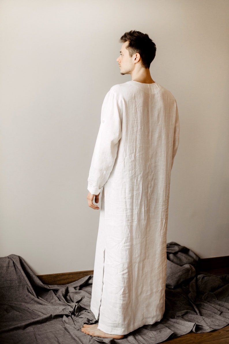 Hommes Kaftan Linen Caftan Mens Djellaba Linen Loungewear Etsy