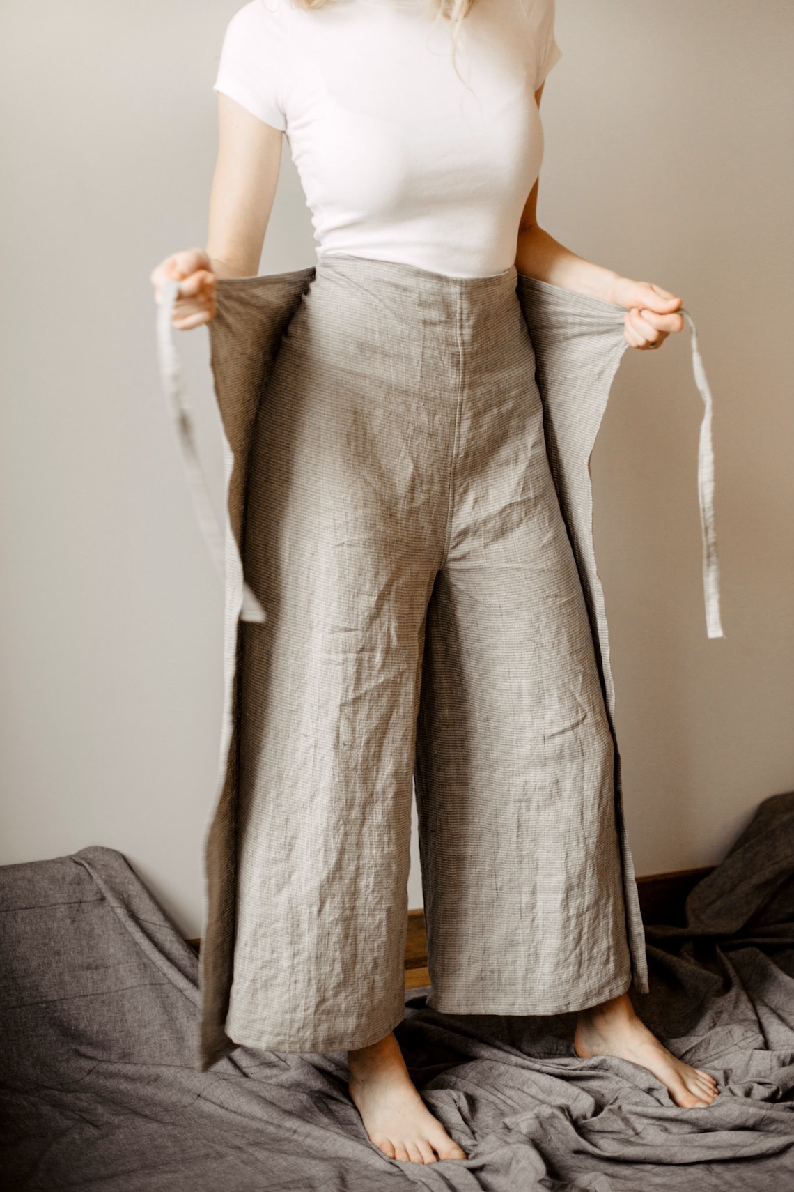 Fisherman Pants Linen Wrap Pants Mens Line Yoga Trousers Loose Etsy