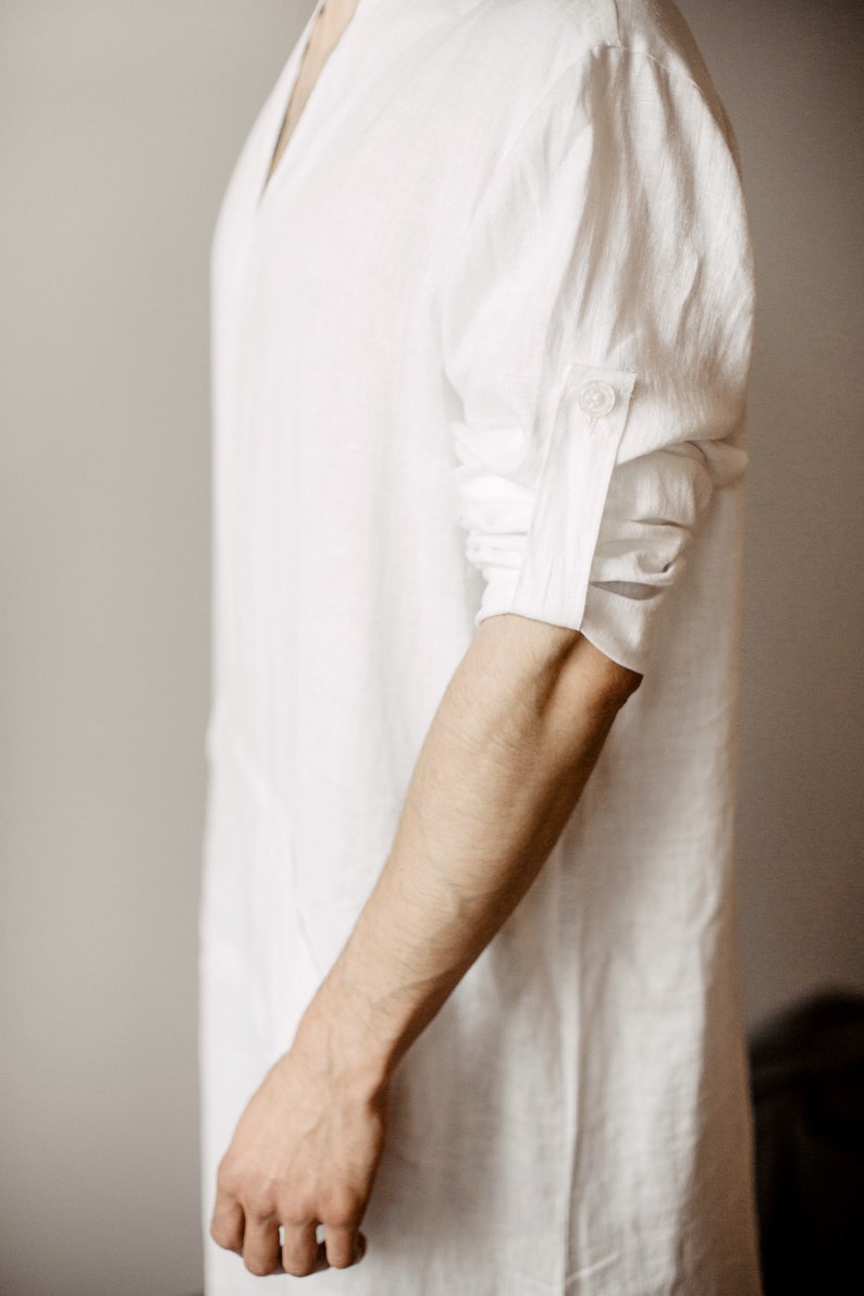 Mens Kaftan Linen Caftan Mens Djellaba Linen Loungewear Linen Etsy