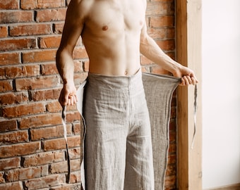 Fisherman Pants  Linen Wrap Pants Mens Line  Yoga Trousers Loose pants Thai Fisherman pants , Massage pants