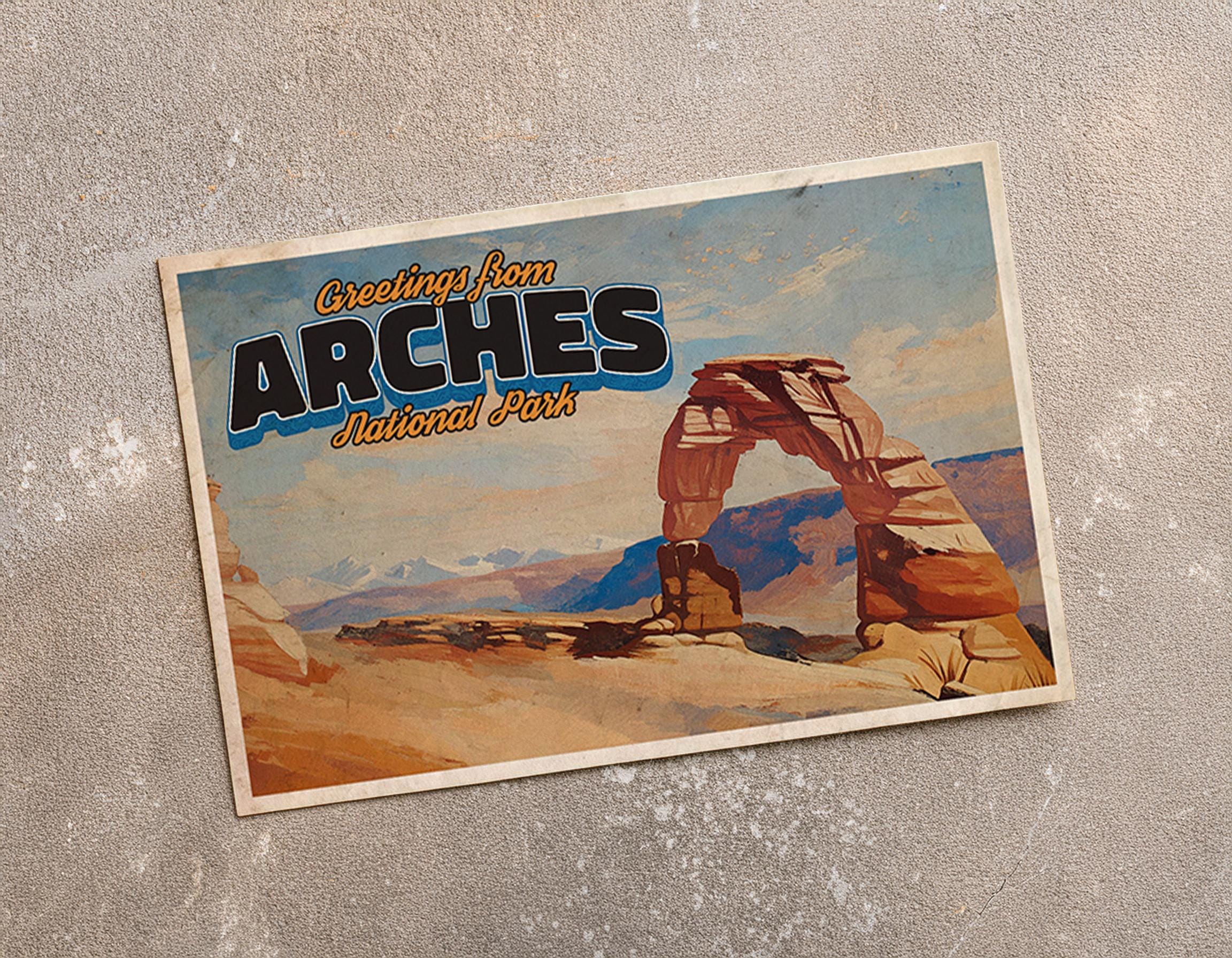 Greetings From Arches National Park - Vintage Style Travel Postcard - Etsy