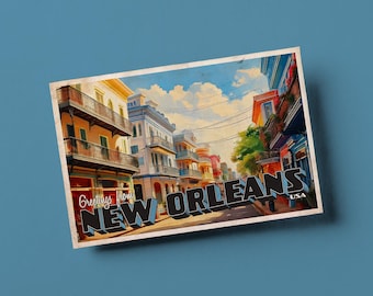 Greetings From New Orleans - Vintage Style Travel Postcard