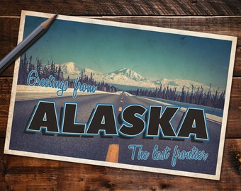 Vintage Style Postcard – Greetings From Alaska