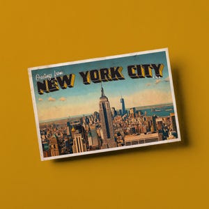 Greetings From New York City - Vintage Style Travel Postcard