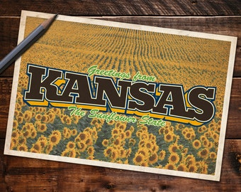 Vintage Style Postcard – Greetings From Kansas