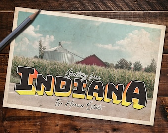 Vintage Style Postcard – Greetings From Indiana