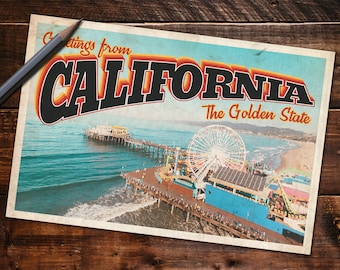 Vintage Style Postcard – Greetings From California