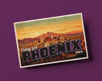 Greetings From Phoenix - Vintage Style Travel Postcard
