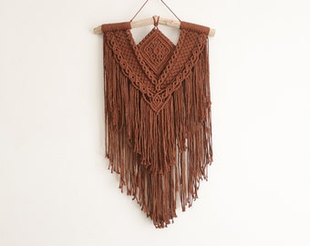 Large Boho Macrame Wall Hanging in Rust - HELENA