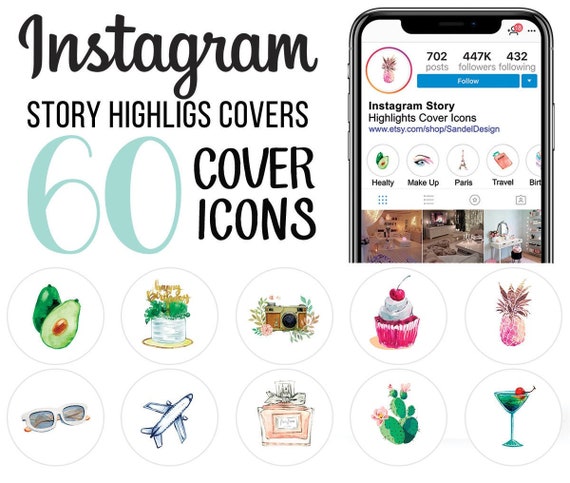 Instagram Story Highlight Icons 60 Drawing Watercolor Icons | Etsy