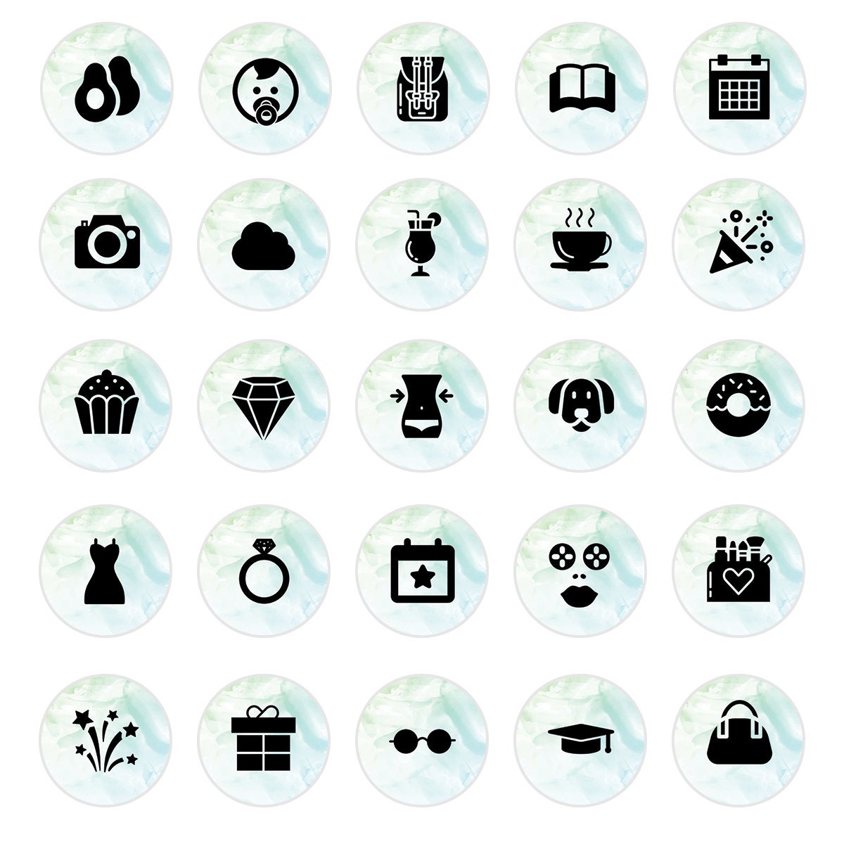 Instagram Highlights Story Icons 50 Watercolor green icons | Etsy