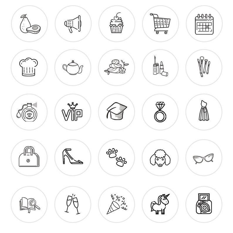 Instagram Story Highlight Icon 50 Black & White Icons - Etsy