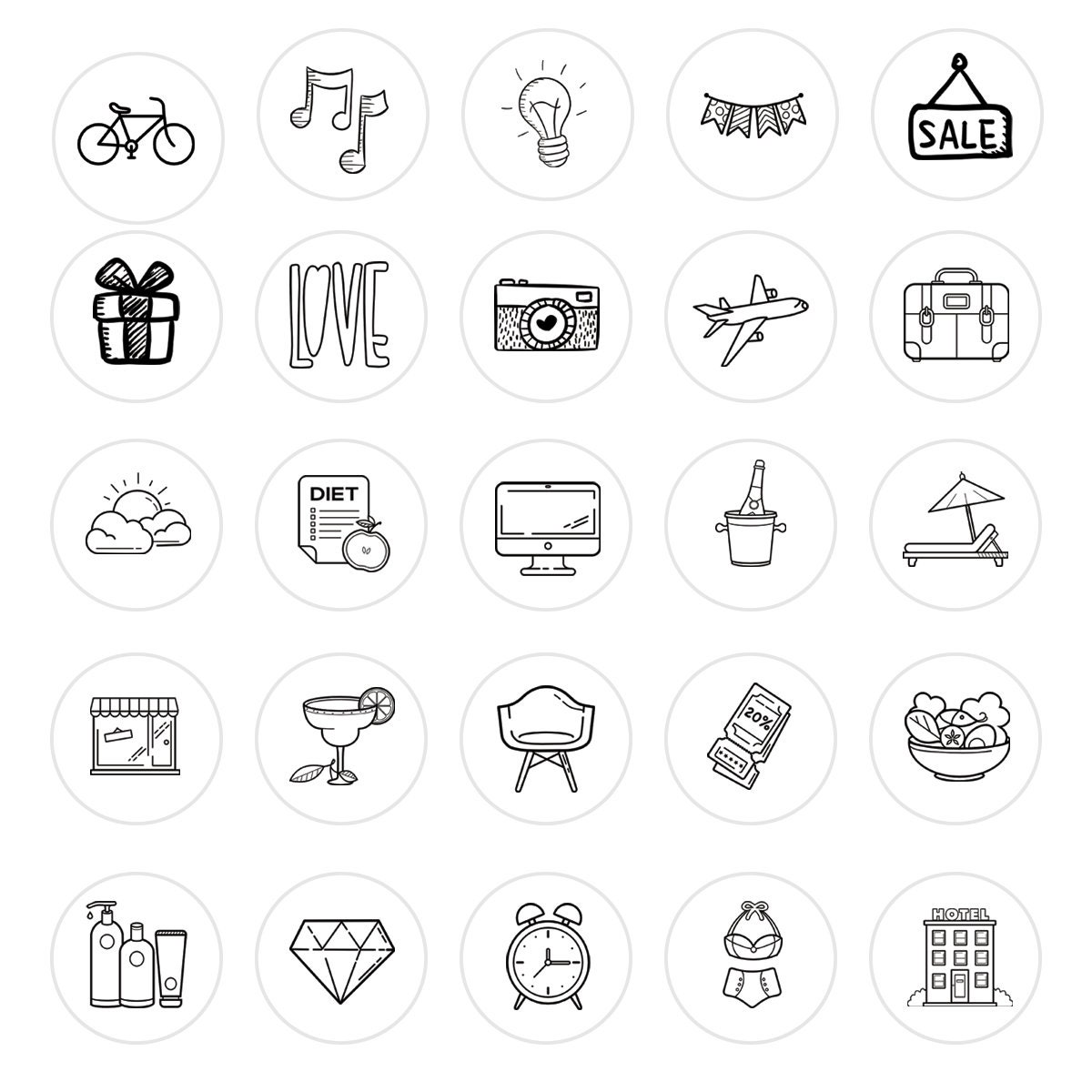 Instagram Story Highlight Icon 50 Black & White Icons - Etsy