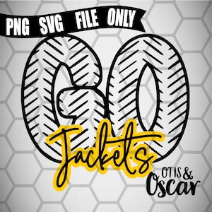 May include: A digital graphic with the number "60" in a black and white pattern, with the word "Jackets" in yellow script. The text "PNG SVG FILE ONLY" is above the number, and "Otis & Oscar" is below.