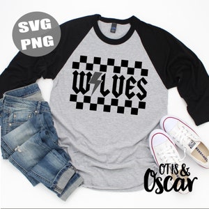 Wolves Wolf School Shirt Design  SVG PNG Checker Lightning Trendy