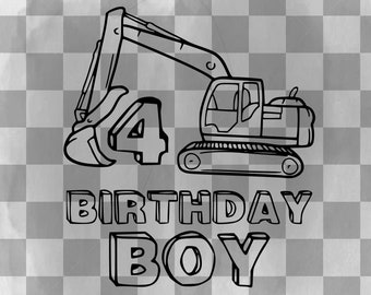 Boys 4th Birthday - Third Construction Birthday - Forth FOUR Shirt Design SVG PNG File
