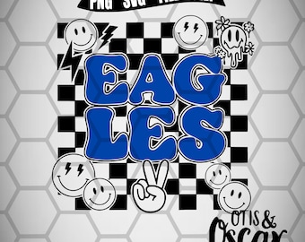 Eagles Check Eagke School Shirt Design  SVG PNG Checker Lightning Trendy