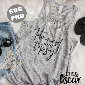 Funny Beach, Day Drinking Design, Tanned and Tipsy SVG PNG