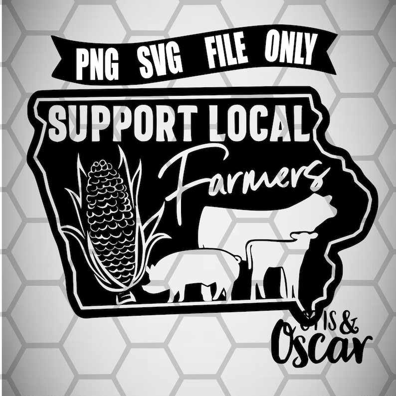 Iowa SVG, Support Your Local Farmer PNG - Etsy