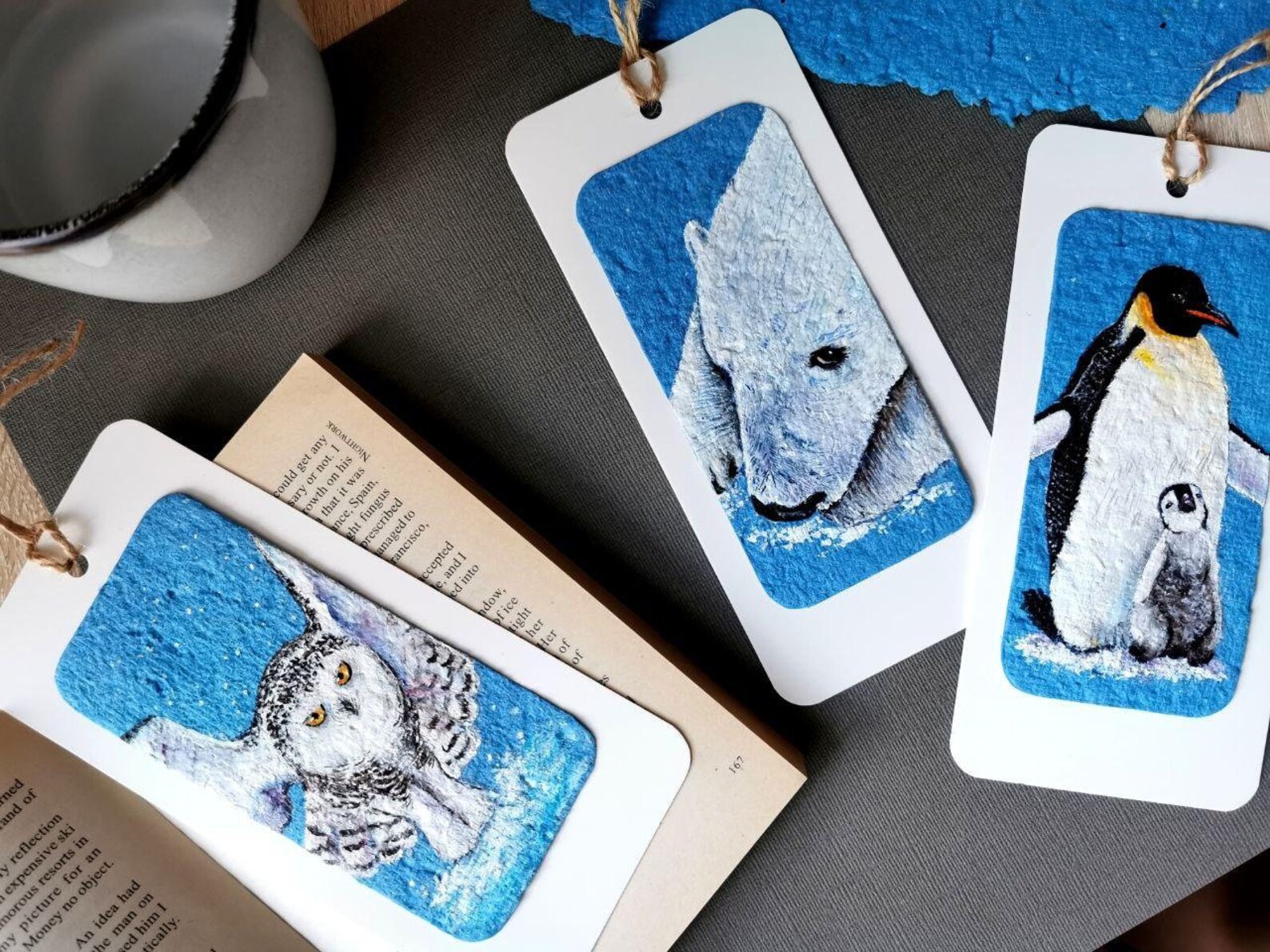 Hand painted bookmarks Set of three bookmarks Painting Etsy