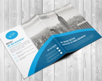 Business Brochure Template | Corporate Bi fold Brochure, Illustrator Template, Instant Download