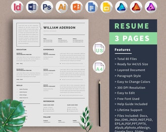 Google docs Resume Template, Cover Letter and Portfolio Template