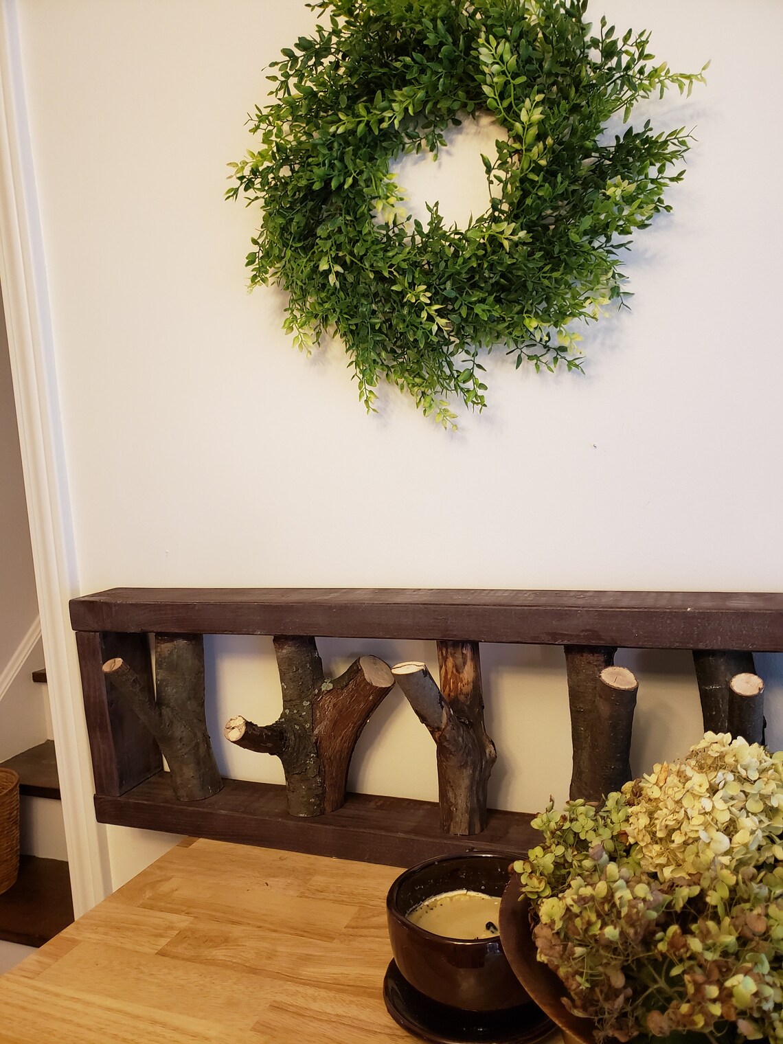Framed Rustic Log Coat Rack Etsy