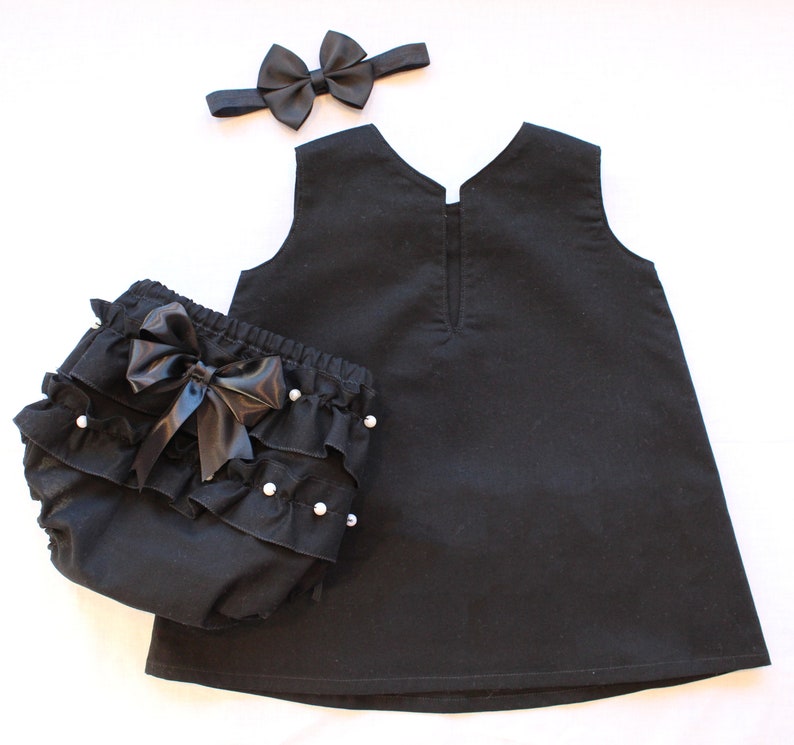 Baby Pearl Dress Newborn Gift Baby Birthday Outfit Designer Inspired Dress Baby Black Dress Baby Little Black Dress Baby Birthday Gift