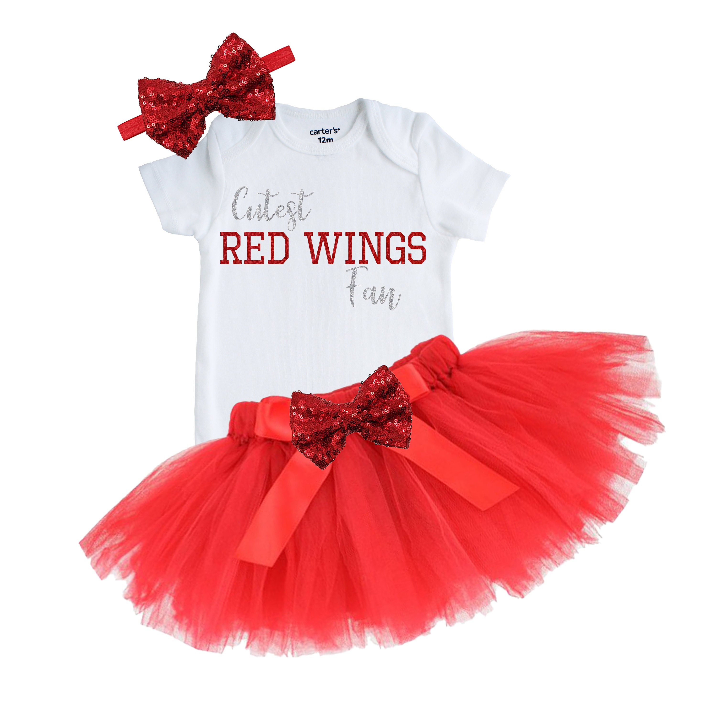 Upcycled Red Wings Baby Tee *MADE TO ORDER* - Tonguetied Apparel
