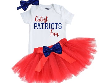 Cutest Patriots Fan Baby Girl Outfit, Patriots Baby Red Tutu, Newborn Patriots Baby and Toddler Outfit, Custom Patriots Baby Outfit, Go Pats