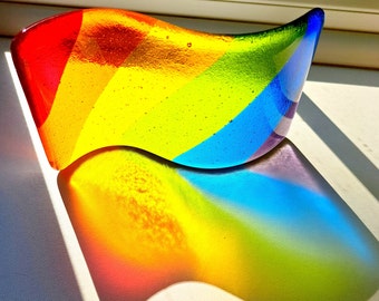 Fused Glass Rainbow Suncatcher: Colour Projector Pride Decor