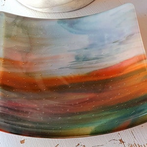 Landscape Art Bowl. Storm Clouds Over The Wolds, Glass Bowl, Fused Glass Art