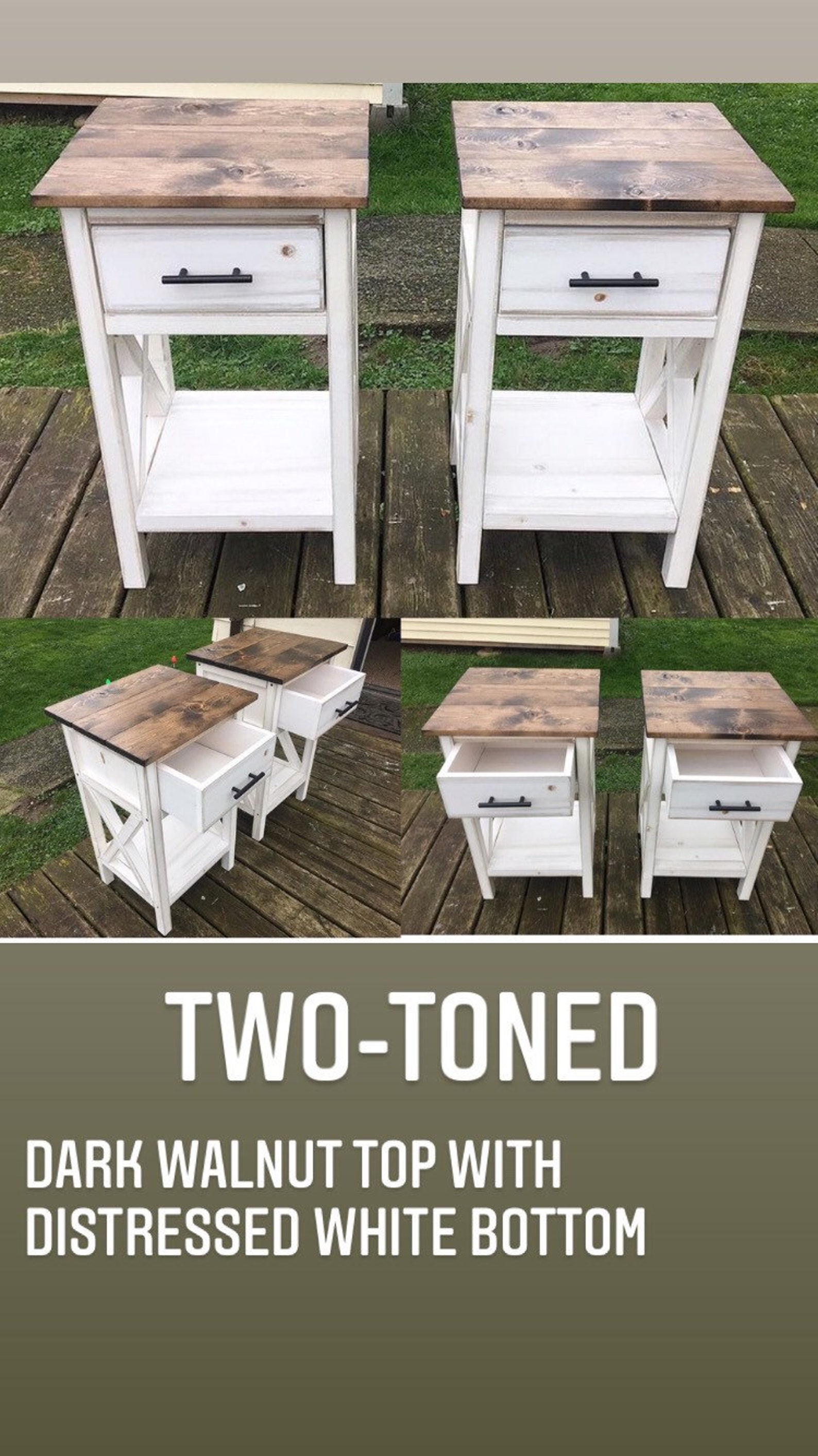 18 Wide Farmhouse X Nightstand / Wood Side Table / End Etsy