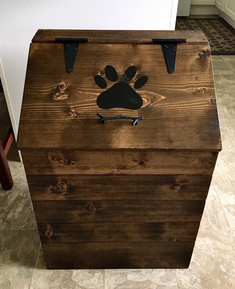 Wood Pet Food Storage Container Etsy