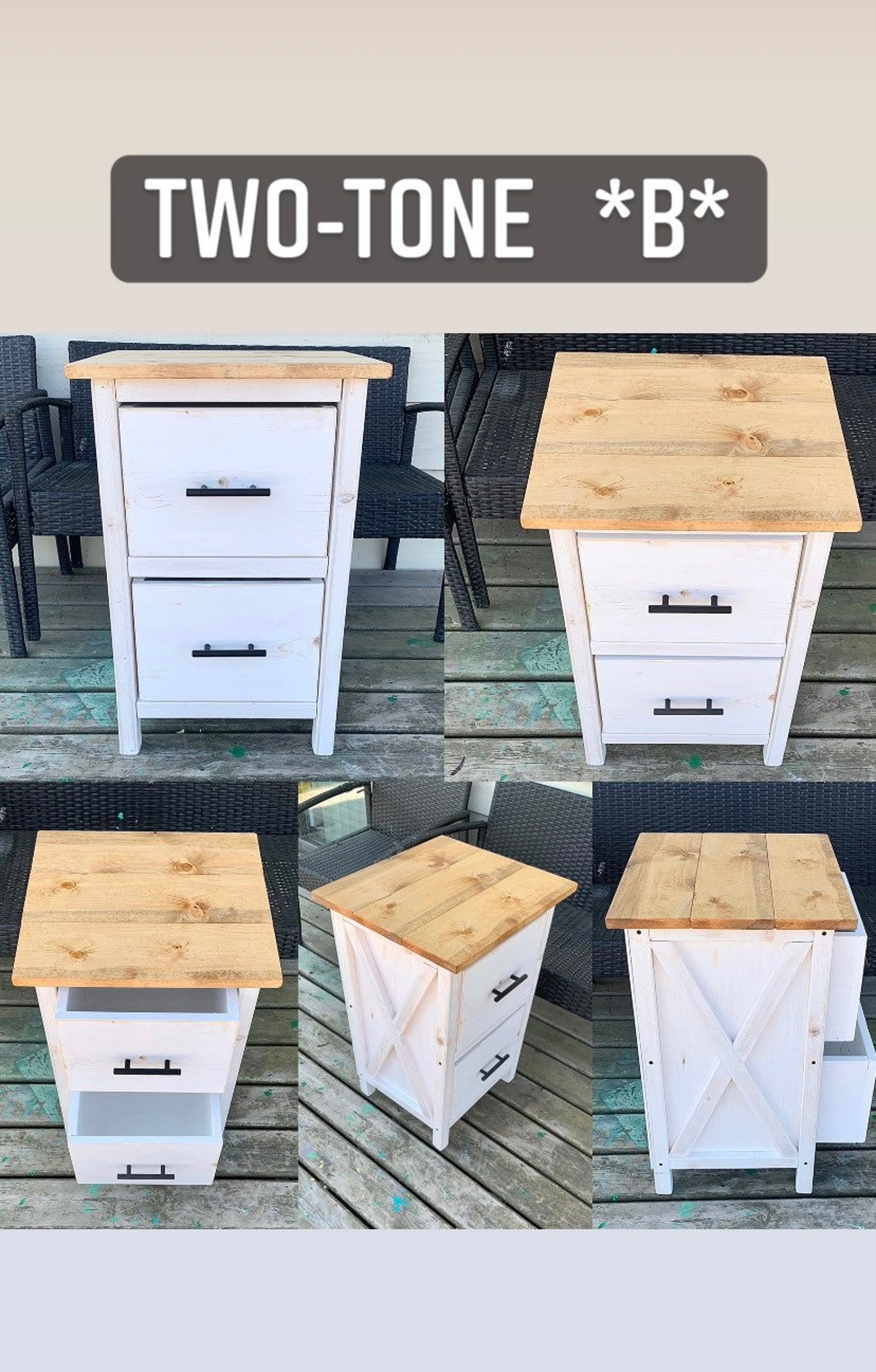 2 Drawer Farmhouse X Nightstand / Wood Side Table / End Etsy