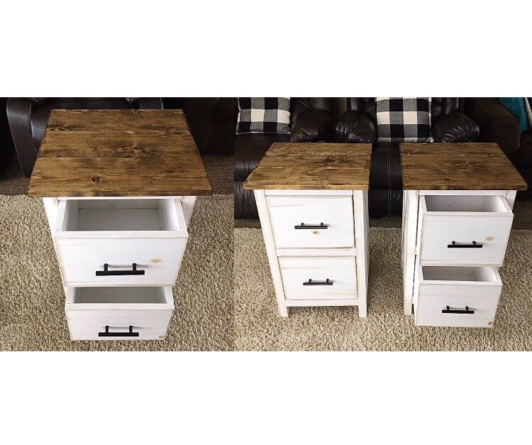 2 Drawer Farmhouse X Nightstand / Wood Side Table / End Etsy