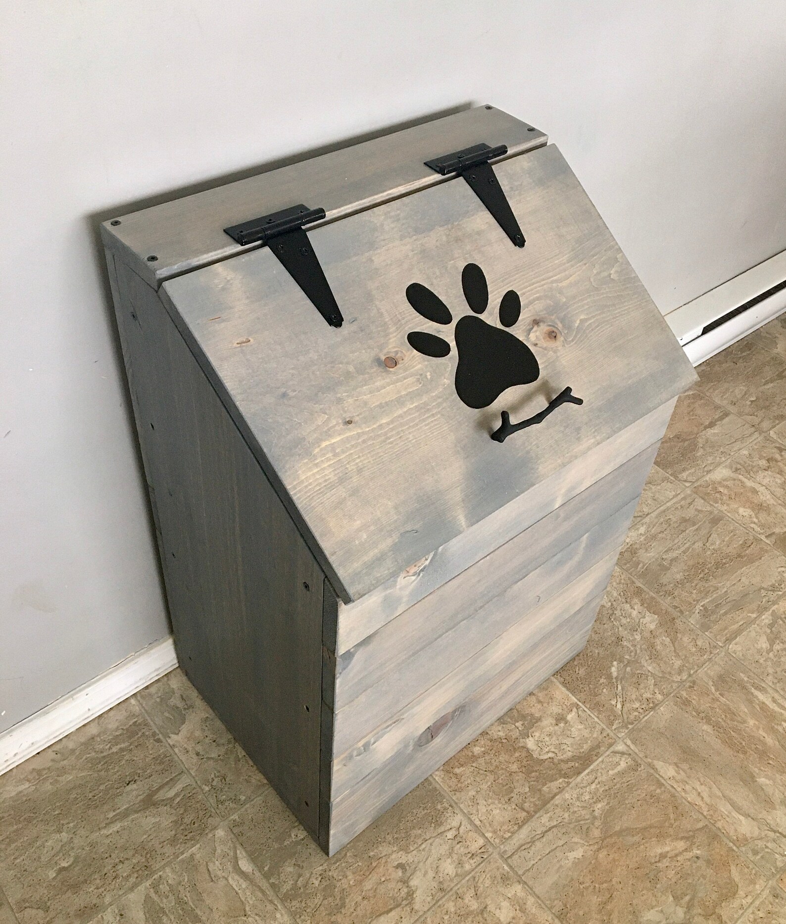 Wood Pet Food Storage Container Etsy