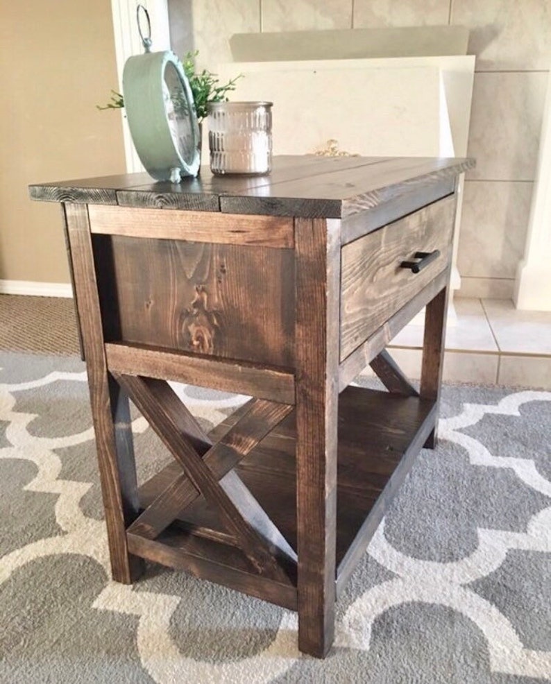 28 Wide Farmhouse X Nightstand / Wood Side Table / End Etsy