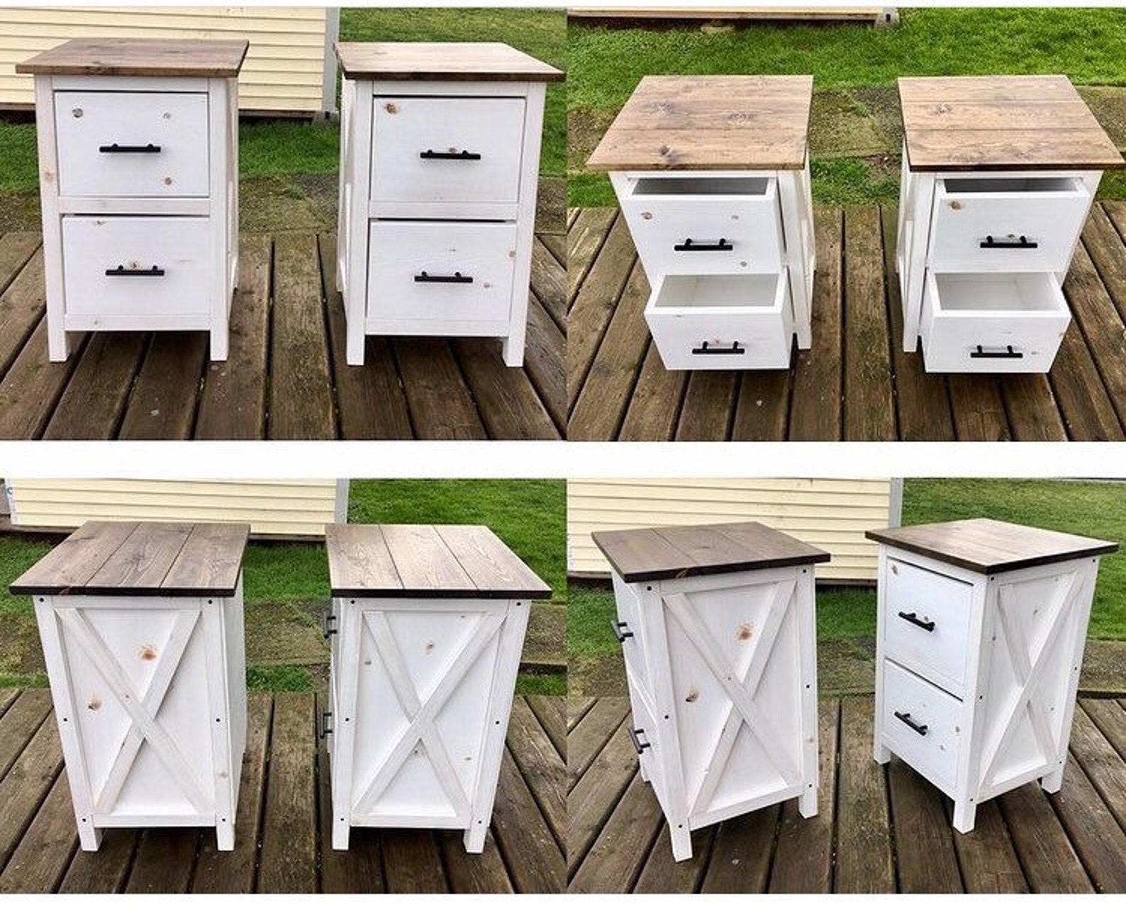 2 Drawer Farmhouse X Nightstand / Wood Side Table / End Etsy