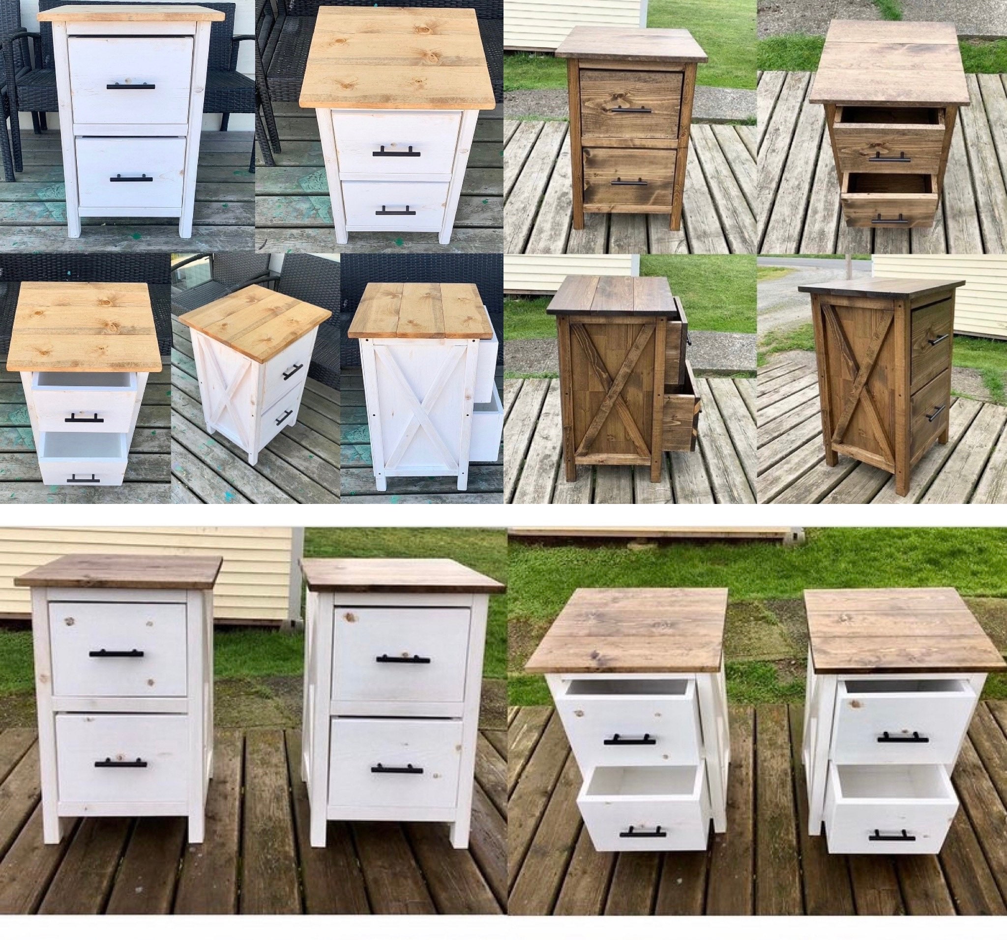 2 Drawer Farmhouse X Nightstand / Wood Side Table / End Etsy