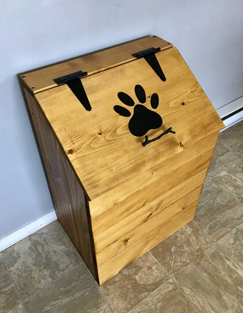 Wood Pet Food Storage Container Etsy
