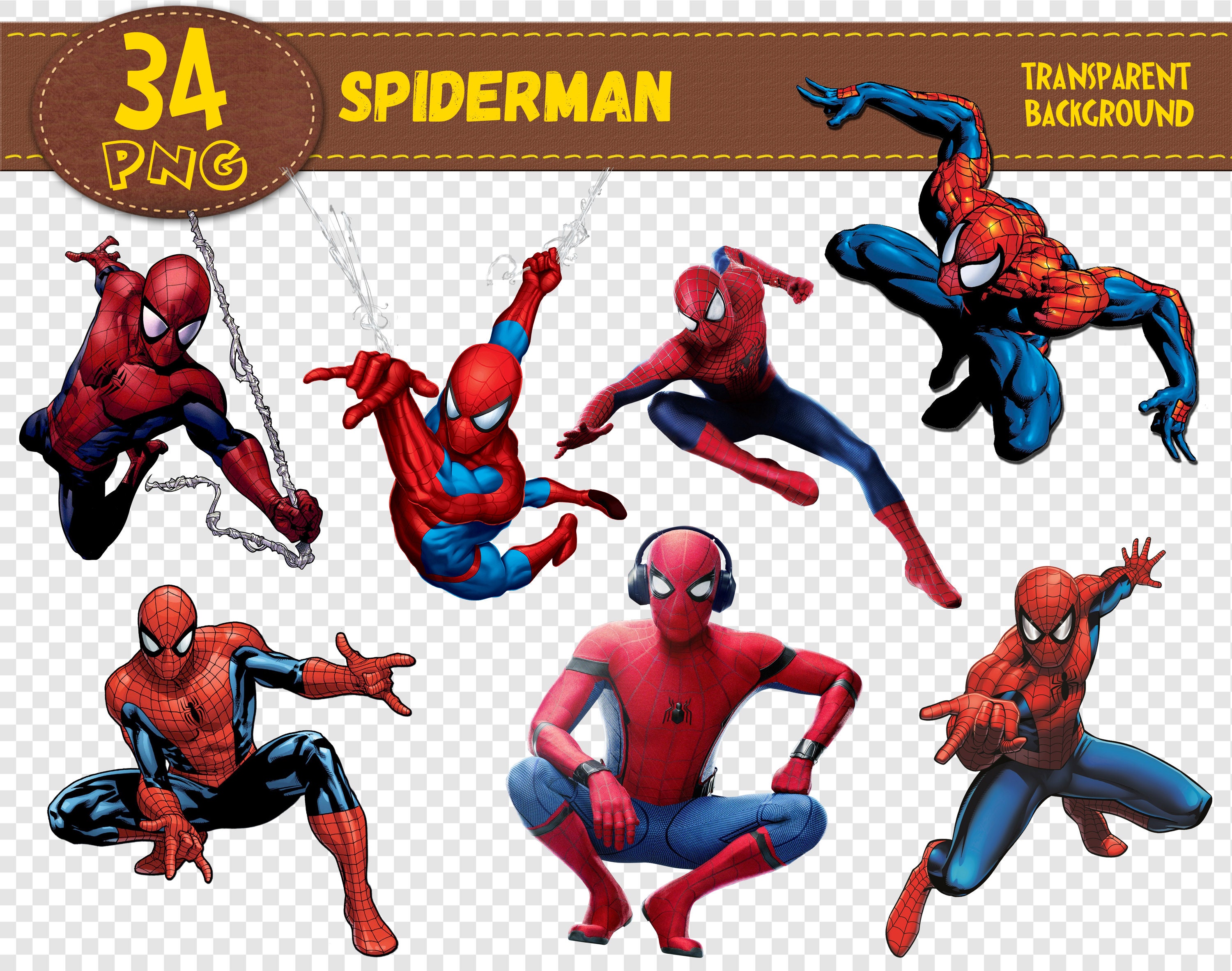 Spiderman Clipart Spiderman Charactersspiderman Etsy