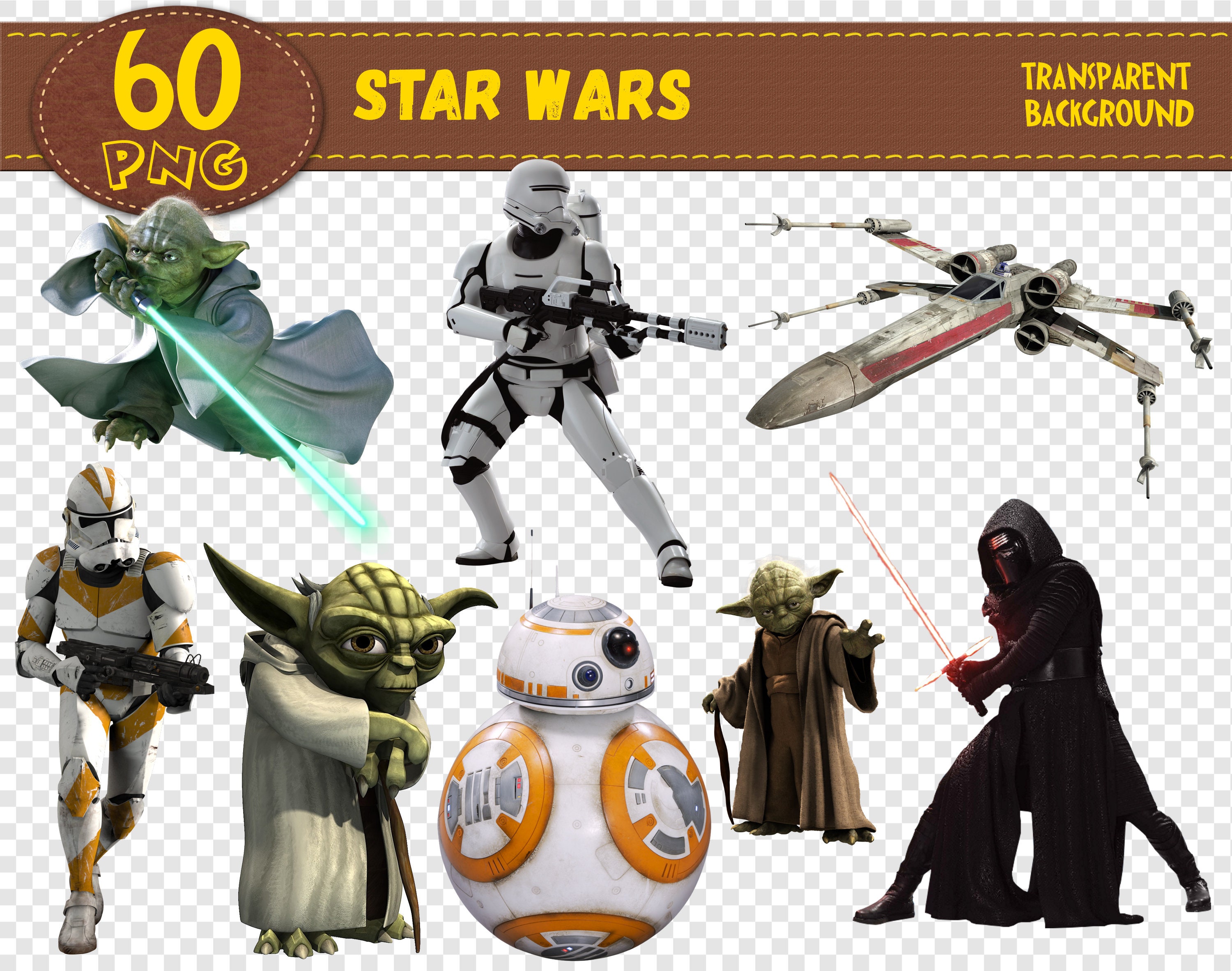 Star Wars Clipart Star Wars characters Star Wars png | Etsy