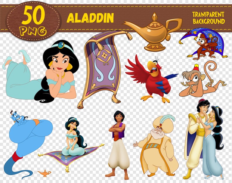 Aladdin Clipart Aladdin characters Aladdin png printable | Etsy