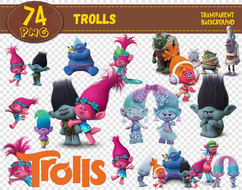 Trolls Clipart Trolls characters Trolls png printable | Etsy