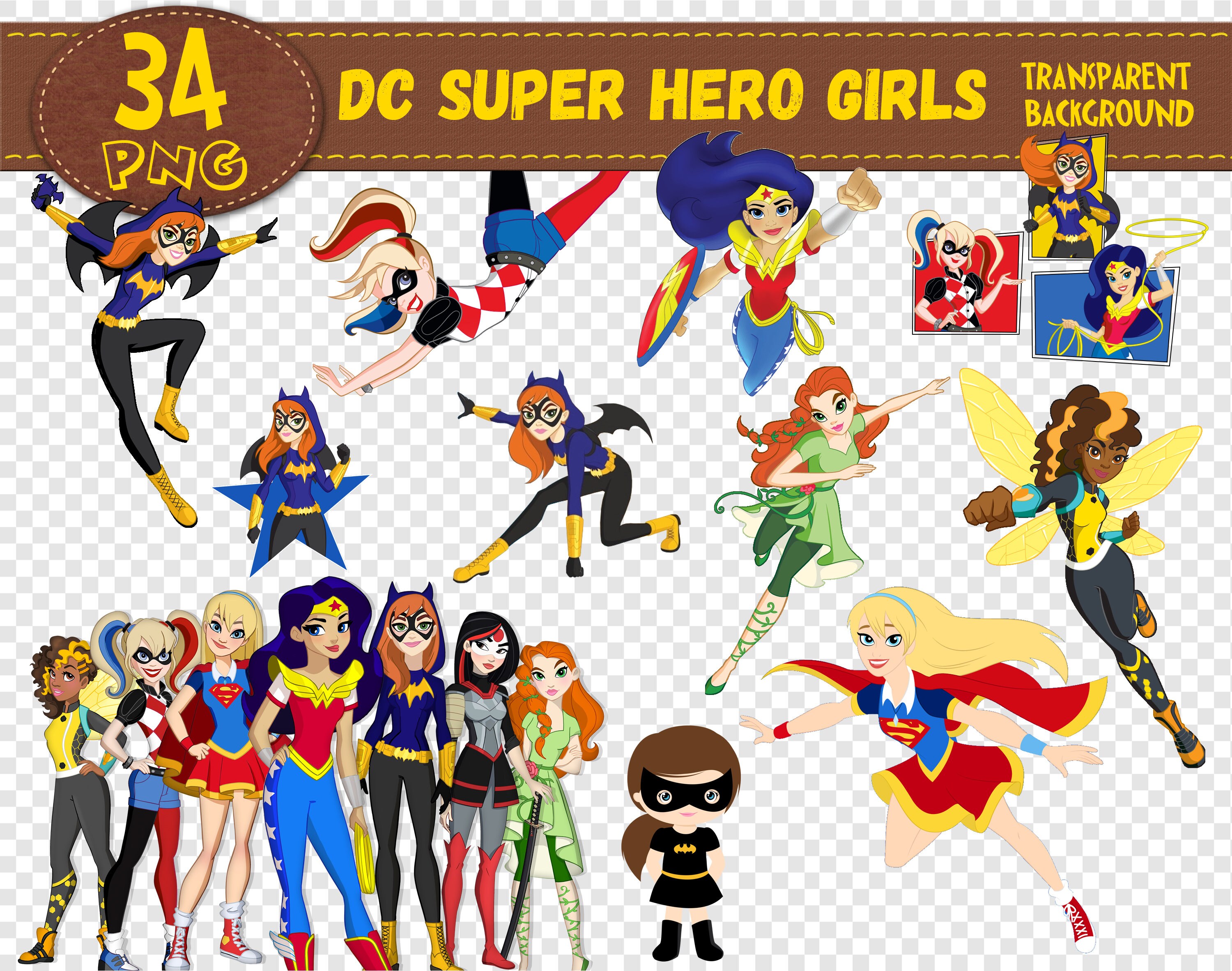DC Super Hero Girls Clipart DC Super Hero Girls characters | Etsy