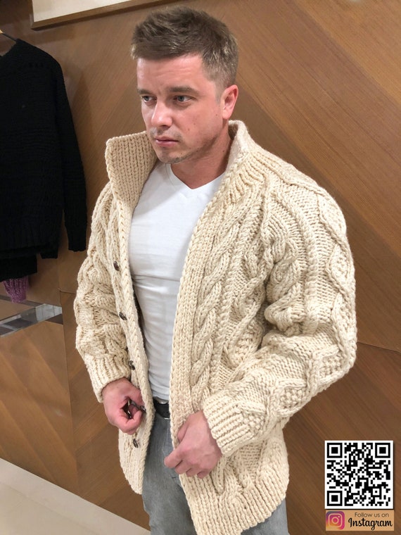 mens cream knit sweater