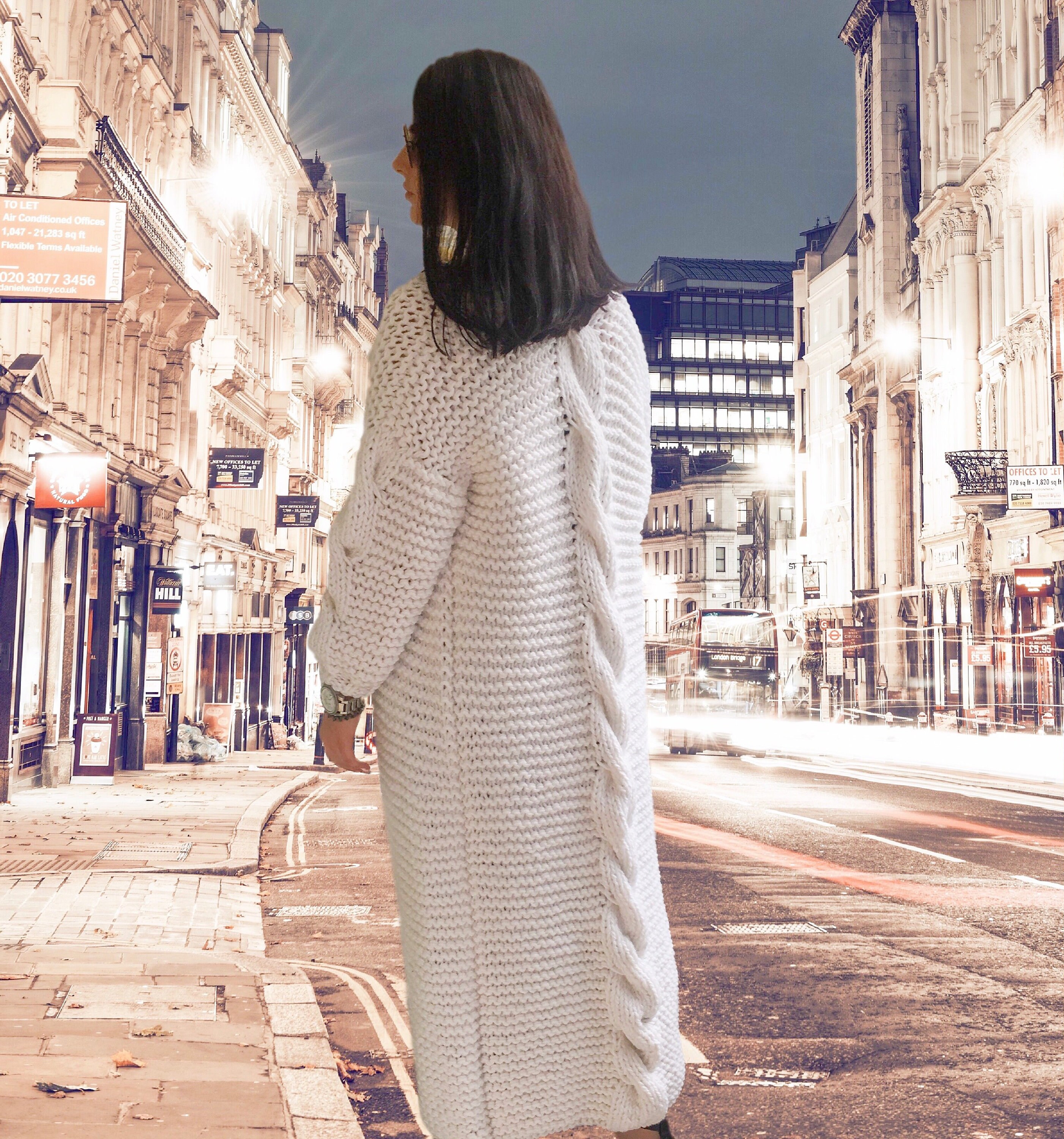 Long chunky knit white cardigan Etsy