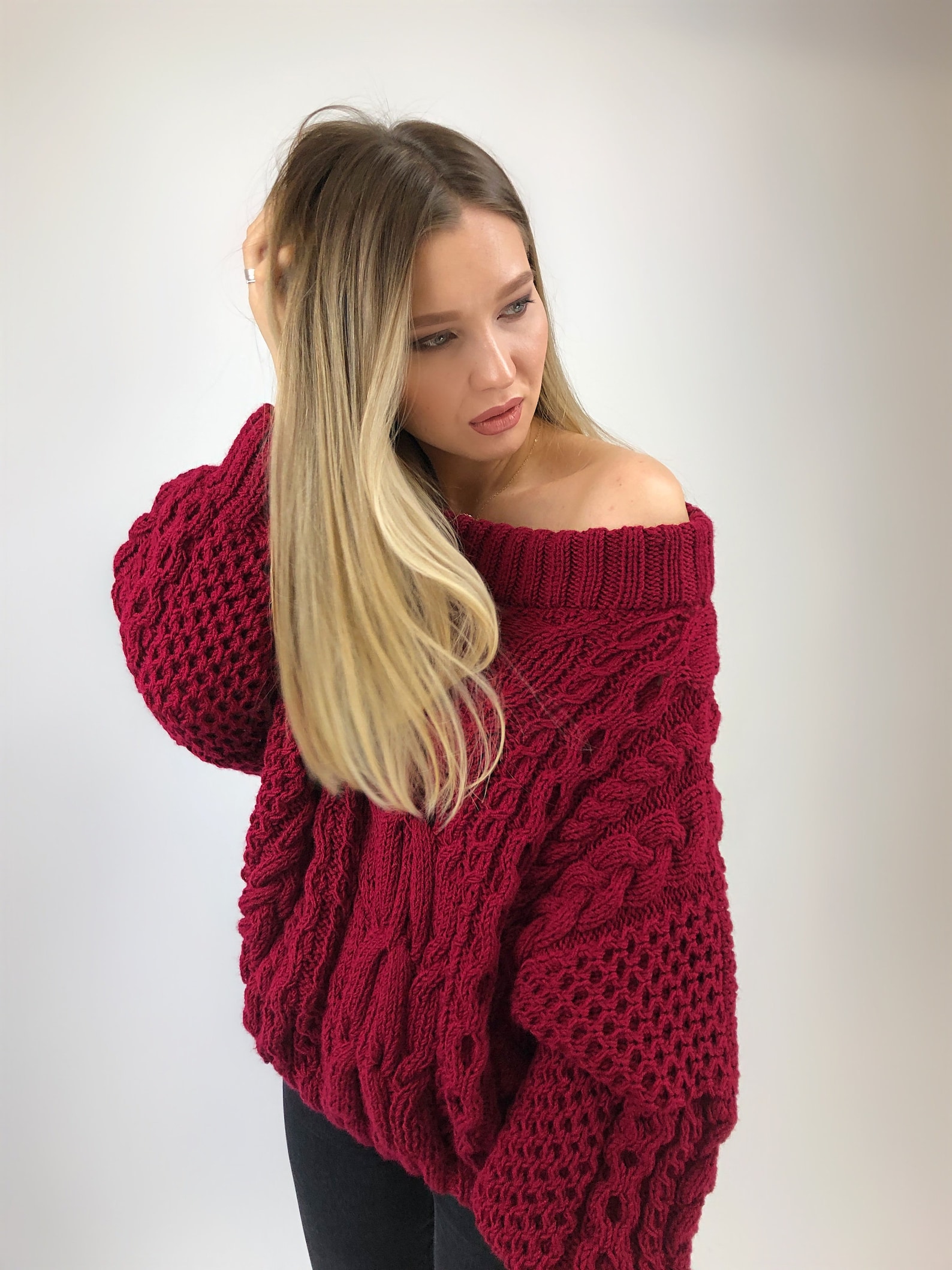 Maroon sweater for women Christmas sweater Burgundy jumper Etsy