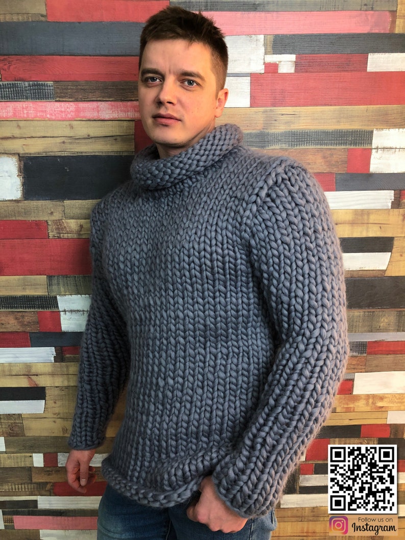 Thick Wool Sweater Men Etsy